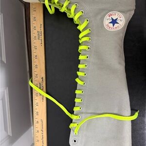 Converse Knee High Gray Canvas All Star Boot Neon Yellow Laces Wms 8.5 Men 6.5